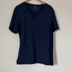 Navy Blue Cherokee Scrubs iflex V Neck Knit Panel Top 2XL